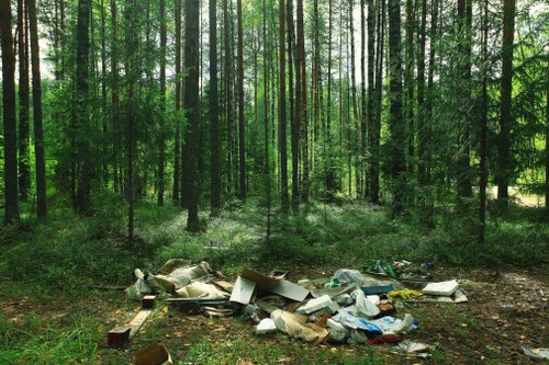 Recycling bins filled with construction debris